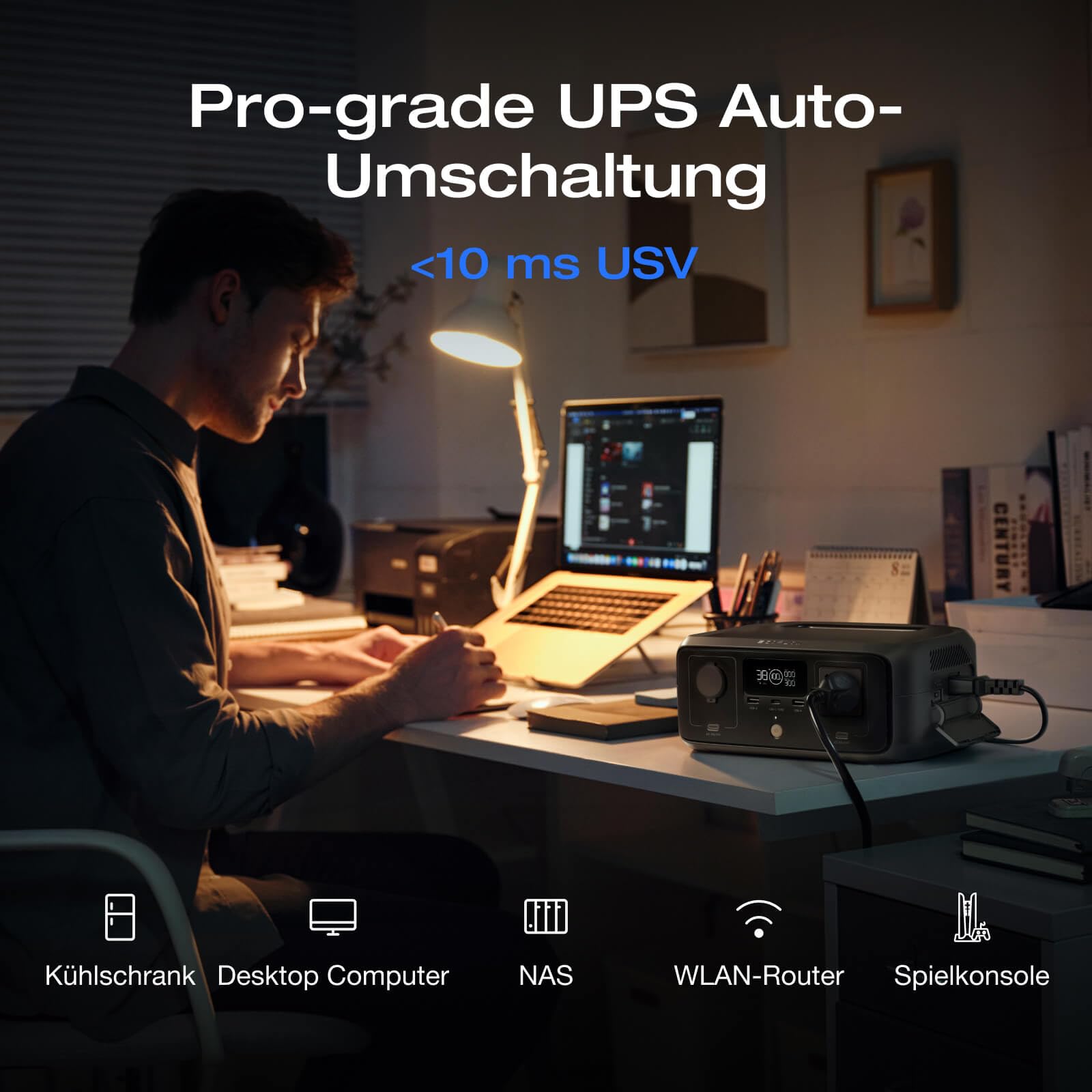 ECOFLOW Tragbare Powerstation River 3 (10 ms USV), 245 Wh LFP Batterie, bis zu 600 W Leistung, <10 ms USV, 30% kompakterer Solargenerator für den Außenbereich, Camping, Vans (Generalüberholt)
